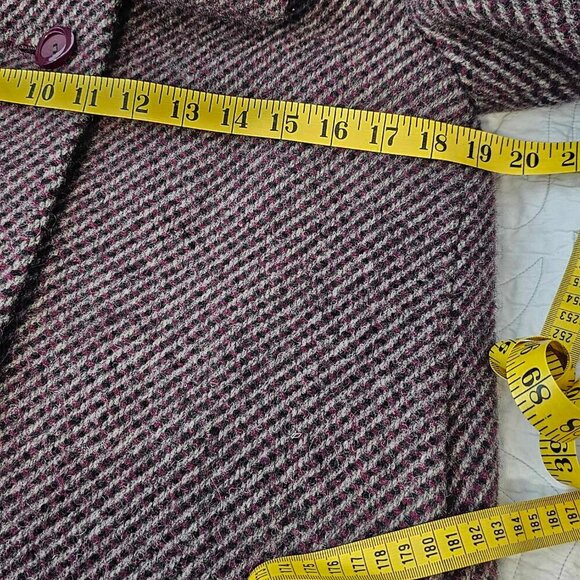 Bromleigh Purple or Burgundy Vintage Wool Tweed Coat Approximate Size Medium - Picture 8 of 10